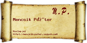 Mencsik Péter névjegykártya