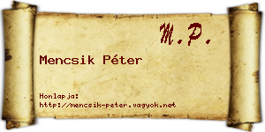 Mencsik Péter névjegykártya
