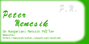 peter mencsik business card